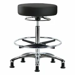 Vinyl Lab Stool, Height Adjustable 25 1/2 to 35 1/4 in, 17 in Seat, Aluminum Base, 5 Glides, Not ESD Safe, BR-VHBSO-CR-CF-RG-8540