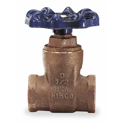 NIBCO Gate Valve: 1 1/4 in, Bronze, Non-Rising, FNPT x FNPT, 200 psi Max. Pressure (CWP) - Non-Rising Stem Bronze General Purpose Gate Valves