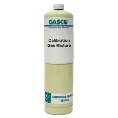 Disposable calibration gas cylinder containing 50 ppm helium in air background, with +/-5% accuracy. Designed for verifying and calibrating portable gas detectors from all OEMs. Features a CGA 600 connection and 17 L capacity.