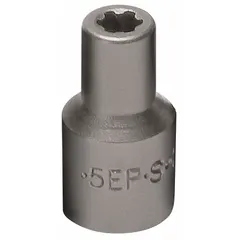 This 1/4" drive Torx Plus hand socket features an E5 socket size with a 6-point standard profile. It is designed for fastening or loosening Torx Plus fasteners in environments where spark resistance is required, such as in hazardous locations. The socket has a rust-resistant finish.