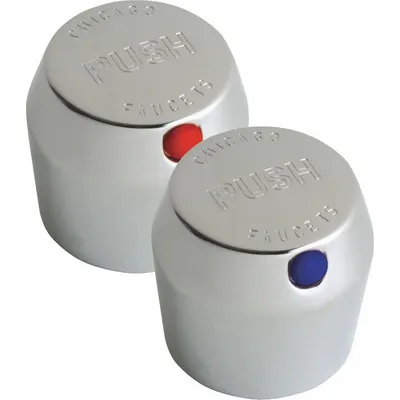 CHICAGO FAUCETS Handle: Chicago Faucets, Knob Handle, Use with Hot/Cold Water Temp, Metal - Metering Faucet Handles