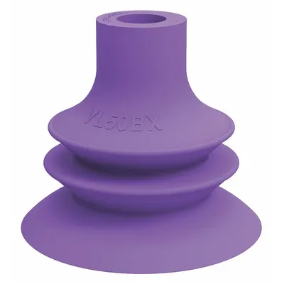 PIAB Vacuum Pad: Plain Pad without Adapter, 50 mm Pad Dia, Thermoplastic Elastomer - Bellows Type Packaging Industry Vacuum Pads