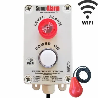 SUMP ALARM High Water Alarm: High Level, 120V AC, Auto/Manual, 90 dB, Audio/Visual - Wi-Fi Enabled Liquid-Level Alarms