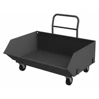 This low-profile hopper truck has a 16 cu ft capacity and a 2000 lb load capacity. It is equipped with four swivel casters for maneuverability. The gray finish is suited for industrial environments. Commonly used for transporting bulk materials in warehouses, manufacturing, and distribution settings