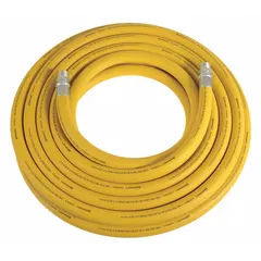 This coupled assembly consists of a 2 in inside diameter, 50 ft long hose with a Nitrile tube and Nitrile cover. Designed for mine spray applications, it is used for dust suppression and firefighting in mining environments.