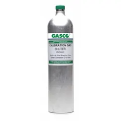 This calibration gas cylinder contains 10 ppm hydrogen cyanide in a nitrogen background, with +/-10% accuracy. It is used to verify and calibrate gas detection instruments in industrial safety applications. The 58 L cylinder features a CGA 600 fitting.