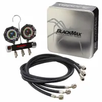 BLACKMAX Manifold Gauge Set: 2 Valves, 3 Hoses, 3 1/8 in Gauge, For R-134A/R-22/R-404A/R-410A (MPN MBH4P5Z)