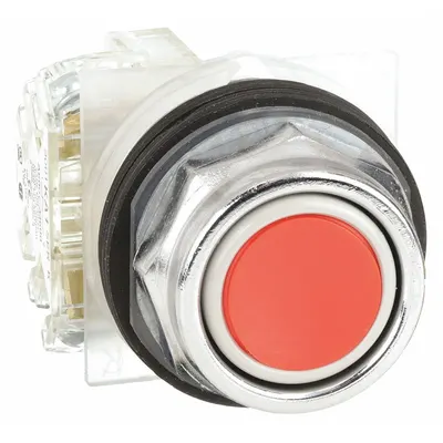 SCHNEIDER Flush Push Button Operator: Non-Illuminated, Flush Profile, Metallic, 30 mm - Flush-Mount Push Buttons