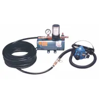 This complete supplied-air respiratory system includes a 1/4 hp ambient air pump and a half-mask headgear (Allegro 9205 series). It delivers filtered ambient air for applications such as painting, chemical handling, sandblasting, and confined-space work