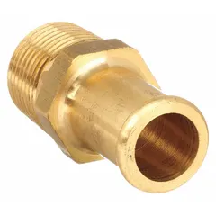 This rigid hose barb x NPT fitting connects 1/2 in hose I.D. to a 1/2 in x 3/8 in male NPT thread. Suitable for air, water, and chemical transfer in industrial fluid systems.