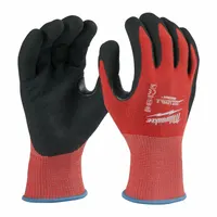 MILWAUKEE Work Gloves: L ( 9 ), ANSI Cut Level A2, Palm, Dipped, Nitrile, Nylon ( 15 ga ), 12 PK (MPN 48-22-8927B)