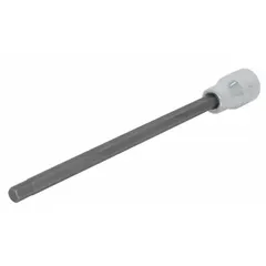 Hex bit socket with 17 mm hex tip and 8 in overall length. Designed for driving hex-head fasteners in assembly, maintenance, and repair tasks. Suitable for heavy-duty applications requiring a long-reach bit socket.