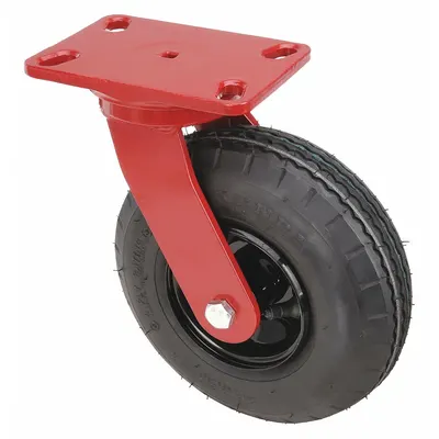 HAMILTON Plate Caster: Swivel, 8 in Wheel Dia., 3 in Wheel Wd, 10 5/8 in Mounting Ht - Plate Casters with Pneumatic Wheels