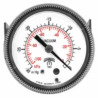 WINTERS Panel-Mount Vacuum Gauge: U-Clamp, 2 in Dial, 1/8 in NPT Male, Center Back, ±2-1-2% Accuracy (MPN P9U901424UC)