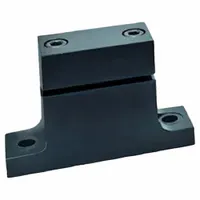 Anodized aluminum linear shaft support blank for top-loading applications. Accommodates shafting up to 1 in diameter. Used in linear motion systems for mounting and aligning shafts in automation equipment