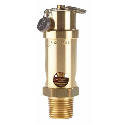 CONRADER Safety Valve: Soft Seat, 1/2 in (M)NPT Inlet (In.), 175 psi Preset Setting (PSI) - Soft Seat Pneumatic Safety Valves