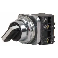 SIEMENS Selector Switch: 30 mm Panel Mounting Size, 2 Positions, Short Lever, 1NO, Metallic (MPN 52SA2AABK1)