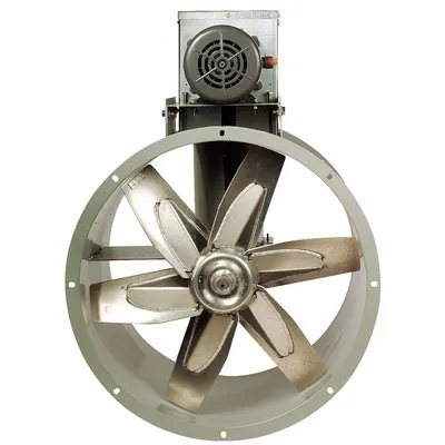 Dayton Tubeaxial Fan: Clean Air, 18 in Blade, 3,494 cfm @ 0.000 in SP, 208-230/460V AC - Clean Air Belt-Drive Fans with Drive