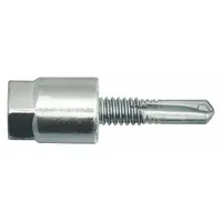 Steel rod hanger for suspending threaded rod from overhead steel structures. Designed for vertical mounting with a 1/4 in screw size and 2-1/4 in overall length. Suitable for supporting piping, conduit, or mechanical systems in industrial and commercial applications. Pack of 25