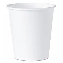 White paper cold cup with 7 oz capacity, unwrapped and patternless. Suitable for serving cold beverages in breakrooms, cafeterias, and institutional settings. Supplied in a bulk pack of 2,500 cups.