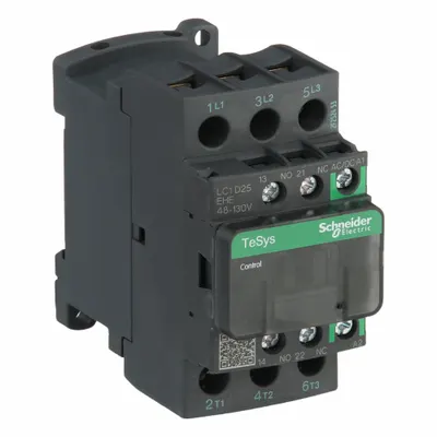 SCHNEIDER Magnetic Contactor: Non-Reversing, 3 Poles, 3NO Contacts, 25 A - Non-Reversing IEC Contactors
