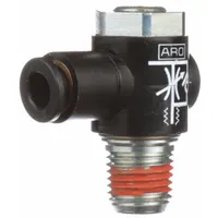 ARO Cylinder Port Flow Control Valve: Elbow Fitting, Screwdriver Slot/Thumb Screw, 3/8 in Tube (MPN 119309-375)