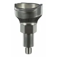 This stainless steel S22 adapter connects PPS series disposable cups to spray guns. It features an M8x0.75 thread size and is used in painting applications for consistent fluid delivery
