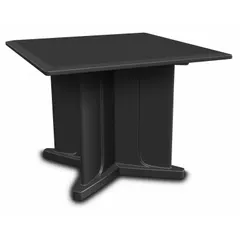 Square X-base table with a 42-inch width and depth. Features a No Game Top design and accepts ballast for added stability. Suitable for break rooms, cafeterias, or assembly areas.