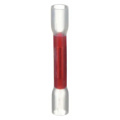 VELVAC Butt Splice Connector: Red, Nylon with Heat Shrink, For Wire Size 22 AWG – 18 AWG - Insulated Butt Splice Connectors with Heat Shrink
