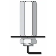 Metal screw-in mount adapter for attaching warning whip antennas to vehicles. Height of 1/2 in. Used in fleet and vehicle maintenance for secure mounting of safety lighting or communication equipment.