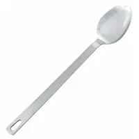 This CRESTWARE serving spoon is made of stainless steel with a silver finish. It has an overall length of 11 inches, suitable for basting and serving tasks in commercial or home kitchens. Not NSF certified