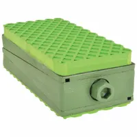 This vibration-isolating leveling pad from AIRLOC features a diamond pad top and is constructed with Buna-N isolator material. It measures 7 7/8 inches in length, 3 47/64 inches in width, and 2 19/32 inches in height. Commonly used under pumps, compressors, and machine tools to reduce transmitted vibration and noise from industrial equipment to floors and structures