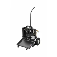 This portable filtration panel supplies clean breathing air to up to four workers using supplied-air respirators. It operates on AC power with a maximum pressure of 125 psi and an air flow of 60 cfm, featuring 3/4 in Chicago fittings. Suitable for industrial environments where ambient air quality is compromised.