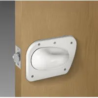 This SECURITECH passage lever lockset is designed for ligature resistance, reducing anchoring points in institutional settings. The passage function provides continuous door access without locking. No visual indicator message is included