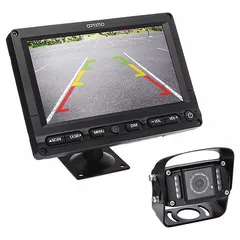 Backup and dash camera kit with auto-dim monitor and Sony IP69 HEATED IR Color Camera (31-IR). Includes G sensor for impact detection and speakers for audio output. Suitable for commercial vehicles requiring rear visibility in harsh conditions.