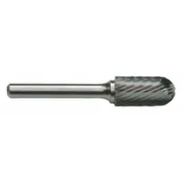 Single-cut ball-nosed cylinder bur with 1/2" diameter by 1" length head and 1/4" shank. Trade number SC-5L6. Designed for material removal, deburring, and shaping in metalworking and fabrication, with ball-nose geometry enabling contouring and finishing in confined areas