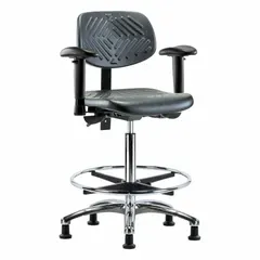 APPROVED VENDOR Ergonomic Chair with Polyurethane Seat, Arms, Foot Support, 16 in Seat Width, Height Adjustable 24 1/2 in to 34 3/4 in