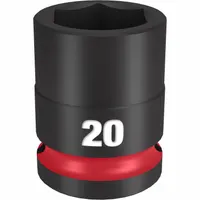 MILWAUKEE Standard Impact Socket: 1/2 in Drive Size, Metric, 20 mm Socket Size, 6-Point, Std (MPN 49-66-6252)