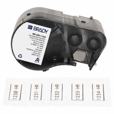 BRADY M5-250-1-342 Precut Sleeve Label Roll Cartridge - Brady Precut Sleeve Label Roll Cartridges