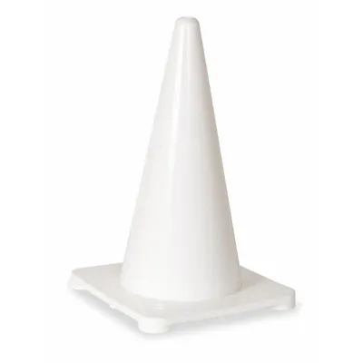 OEM Traffic Cone: 18 in Cone Ht, White, Non-Reflective, Polyethylene, Blank - Traffic Cones for Non-Roadway Use