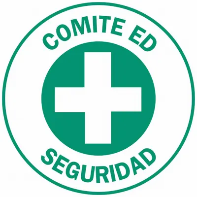 BRADY Hard Hat Label: Comite Ed Seguridad, 2 in Dia, English, Non-Reflective - Safety