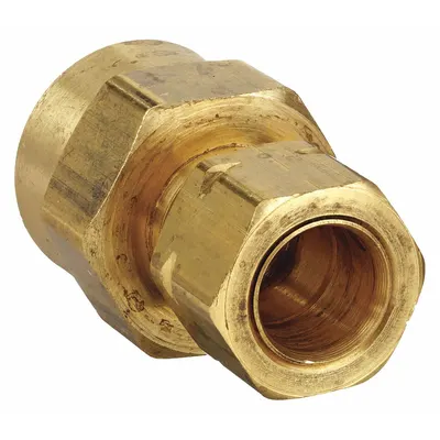 PARKER Self-Aligning Brass Compression Fitting, 3/8 in OD x 3/8 in FNPTF, 10 PK - Self-Aligning Brass Compression Fittings