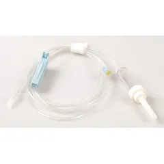 Sterile PVC IV administration set with a 60-drop drip rate. Designed for gravity-fed intravenous fluid delivery in clinical settings. Single-use, 72-inch overall length.