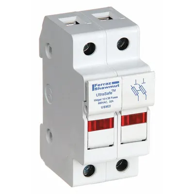 MERSEN Fuse Block: Finger-Safe, 2 Pole, 600 V AC, DIN Rail Mounting - Midget Fuse Blocks