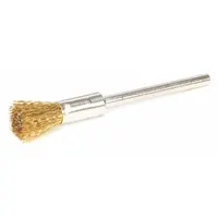 This nonsparking light-cleaning brush is designed for precision cleaning of soft metals. It features a 1/4 in diameter, 0.005 in fill diameter, and a 1/8 in shank, with crimped brass construction. Suitable for applications where spark resistance is critical, such as in hazardous environments or when cleaning delicate surfaces