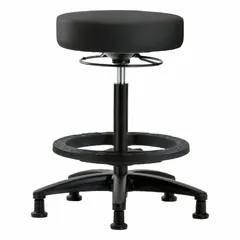 Vinyl Lab Stool, Height Range 24 1/2 in to 34 1/2 in, 17 in Seat Width, 17 in Seat Depth, 5 Glides, 0 Casters (BR-VHBSO-RG-BF-RG-8540)