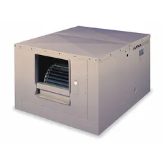 This single-inlet ducted evaporative cooler is designed for residential use in dry climates. It measures 34 5/8 in x 42 in x 48 in with an 8 in pad thickness and operates on 115/230V AC. The unit includes a drive package that requires assembly. Typical applications include whole-house or large-room cooling where low-energy natural cooling is preferred.