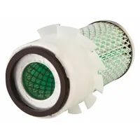 Cellulose fiber air filter for 48-inch floor cleaning machines. Measures 7 7/8 inches overall length. Black/green color. Captures airborne particles to protect the engine during operation
