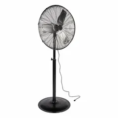 This HUNTER standard industrial pedestal fan features a 30-inch blade diameter and a 1/4 hp motor operating at 120V AC. It offers three selectable speeds for adjustable airflow in a fixed direction, as it is non-oscillating. Suitable for general air circulation in industrial environments such as workshops, warehouses, and factories.