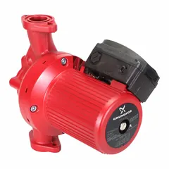General-purpose inline circulator pump for potable water systems. Cast iron construction with flange connections and included volute. Two-speed motor delivers up to 79 ft head. Standard efficiency unit for closed-loop heating or cooling circuits.